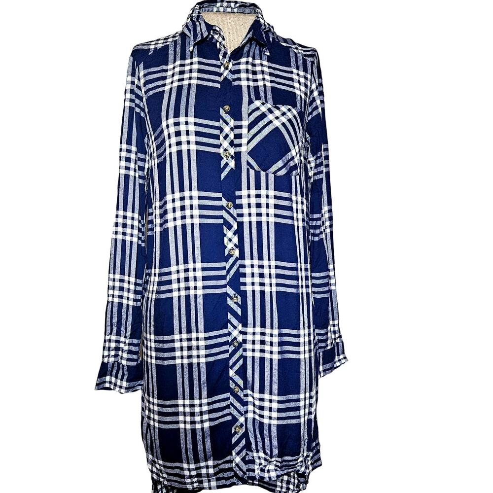 Blue Plaid Shirt Dress Size 2